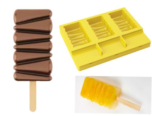 @ Silikon-Matte | -Form für 3 Eis am Stiel | Stieleis 'Maracaibo' (20x15cm)