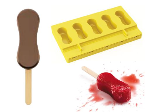 @ Silikon-Matte | -Form für 5 Eis am Stiel | Stieleis 'Round' (20x12cm)