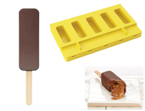 @ Silikon-Matte | -Form für 5 Eis am Stiel | Stieleis 'Liniear' (20x12cm)