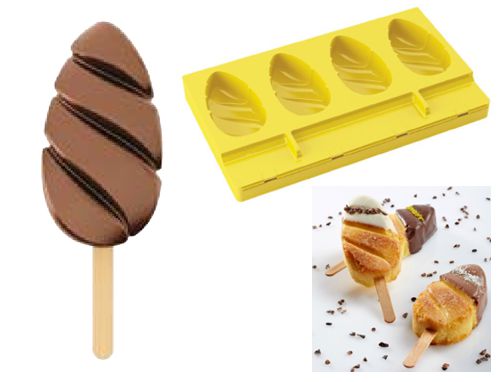 @ Silikon-Matte | -Form für 4 Eis am Stiel | Stieleis 'Malibu' (20x12cm)